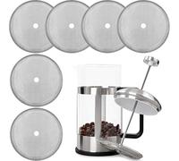BOAO French Press Replacement Filter Mesh Screen 4 Inch Mesh Coffee Press Filters, Stainless Steel Reusable, for 8 Cup/ 34 oz/ 1000 ml Coffee Tea Makers (6 Packs)