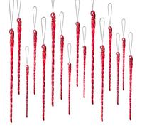Boao Glass Icicle 3.5-7.8 Inch Twisted Glass Icicle Christmas Ornaments Hanging Decorations(Red,54 Pcs)