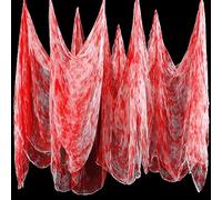 Boao Halloween Decorations Halloween Creepy Cloth, Cotton Muslin Spooky Cheesecloth for Halloween Party Indoor Outdoor Spook Houses Doorways (Bloody,85 x 197 Inch)