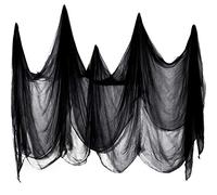 Boao Halloween Decorations Halloween Creepy Cloth, Cotton Muslin Spooky Cheesecloth for Halloween Party Indoor Outdoor Spook Houses Doorways (Black,85 x 197 Inch)