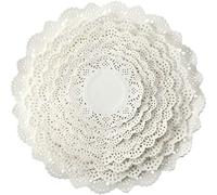 Boao Lace Doilies Paper 160 Pieces Round Decorative Paper Placemats Lace Table Doilies for Cake Wedding Tableware Decoration, 8 Assorted Sizes, 12 10.5 9.5 8.5 7.5 6.5 5.5 4.5 inch, White