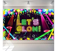 Boao Neon Glow Party Backdrop Fabric - Birthday Decorations, Themed Background, 5.9 x 3.6 Ft