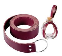 Boao Potion Bottles with Cork Set Dark Magic Cork Round Potion Bottle with Leather Belt Clear Glass Large for Halloween Costume Props DIY Crafts Decorative, 200 ml(Claret)