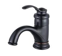 BOAOTX Retro Black Bathroom Faucet, Antique Brass Single Handle Mixer Tap with Honeycomb Aerator, Brushed Bronze Finish