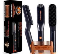 Boar Bristle Beard Brush for Men Made, Cordless Classical Walnut Style Handle Combs, Beard Straightener Brush Make Beard Soften Clean, Gift for Men