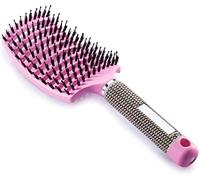 Boar Bristle Brush-Best at Detangling Thick Hair Vented For Faster Drying-100% Natural Boar Bristles for Hair Oil Distribution,Detangle Hairbrush (Pink)