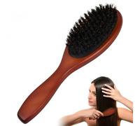 Boar Bristle Hair Brush, Boar Bristle Slick Back Hair Brush for Women Men Kids Wooden Paddle Natural Bristle Comb for Wet Dry Long Short Curly Straight Hair, Restores Hair’s Shine and Health (Brown)