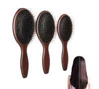 Boar Bristle Hair Brush for Fine & Oily Hair - Natural Boar Bristle & Nylon Pin Paddle Brush for Scalp Massage, Distributes Sebum