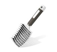 Boar Bristle Hair Brush for Women & Men | Large Curved Vented Detangling Brush for Thick, Long, Curly & Tangled Hair | Fast Blow Drying Brush with Nylon Bristles | Anti-Frizz - 3718 (White)