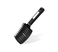 Boar Bristle Hair Brush for Women & Men | Large Curved Vented Detangling Brush for Thick, Long, Curly & Tangled Hair | Fast Blow Drying Brush with Nylon Bristles | Anti-Frizz - 3718 (Black)