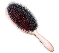 Boar Bristle Hair Brush Pain Free Hairbrush with Electroplated Metal Handle for Thick Curly Thin Long Short Wet or Dry Hair