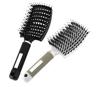 Boar Bristle Paddle Hairbrush for Women/Nylon Detangling Hairbrushes For Men, Hair Brush,Girls Vented & Curved Hair Brush For Blow Drying,Detangle Knotty,Thick,wet,Curly