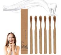 Boar Bristle Toothbrush, Bamboo Toothbrushes, Disposable Bamboo Brush with Biode-gradable Natural Bam-Boo Handle for Gentle Cleaning, EcoFriendly Oral Care, Zero Waste Lifestyle (6 Pcs)
