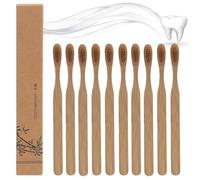 Boar Bristle Toothbrush, Bamboo Toothbrushes, Disposable Bamboo Brush with Biode-gradable Natural Bam-Boo Handle for Gentle Cleaning, EcoFriendly Oral Care, Zero Waste Lifestyle (10 Pcs)