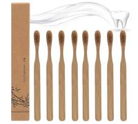 Boar Bristle Toothbrush, Bamboo Toothbrushes, Disposable Bamboo Brush with Biode-gradable Natural Bam-Boo Handle for Gentle Cleaning, EcoFriendly Oral Care, Zero Waste Lifestyle (8 Pcs)
