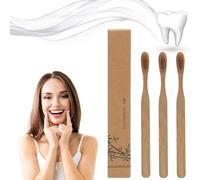 Boar Bristle Toothbrush, Bamboo Toothbrushes, Disposable Bamboo Brush with Biode-gradable Natural Bam-Boo Handle for Gentle Cleaning, EcoFriendly Oral Care, Zero Waste Lifestyle (3 Pcs)