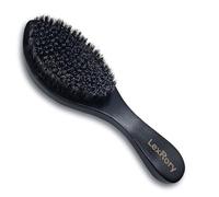Boar Bristles Men Medium Hard 360 Waves - Long Handle Natural Palm Wavy Brushes for Men - Medium Firm Curved Brush for Hair Routine (Black)