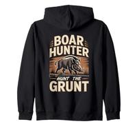 Boar Hunter Hunt The Grunt Wild Hog Chase Zip Hoodie