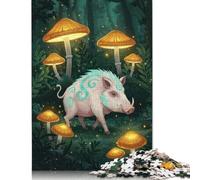Boar in Enchanted Mushroom Forest Jigsaw Puzzles for Adults 1000 Piece Jigsaw Puzzles for Paper Puzzles Challenging Game Family Activities 38x26cm/1000pcs