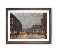 Boar Lane Leeds By Lamplight Vol.1 By John Atkinson Grimshaw Classic Painting Framed Print | A2 Walnut Framed Wall Art | Ready to Hang | Classic Historical Picture | Living Room Bedroom Lounge Office