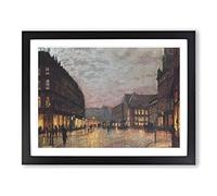 Boar Lane Leeds By Lamplight Vol.1 By John Atkinson Grimshaw Classic Painting Framed Print | A3 Black Framed Wall Art | Ready to Hang | Classic Historical Picture | Living Room Bedroom Lounge Office