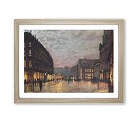 Boar Lane Leeds By Lamplight Vol.1 By John Atkinson Grimshaw Classic Painting Framed Print | A4 Oak Framed Wall Art | Ready to Hang | Classic Historical Picture | Living Room Bedroom Lounge Office