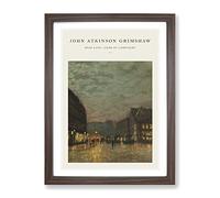 Boar Lane Leeds By Lamplight Vol.1 By John Atkinson Grimshaw Exhibition Museum Painting Framed Print | A3 Walnut Framed Wall Art | Ready to Hang | Modern Historical Picture | Living Room Lounge Office