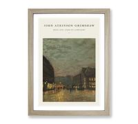 Boar Lane Leeds By Lamplight Vol.1 By John Atkinson Grimshaw Exhibition Museum Painting Framed Print | A3 Oak Framed Wall Art | Ready to Hang | Modern Historical Picture | Living Room Lounge Office