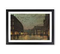 Boar Lane Leeds by Lamplight Vol.1 by John Atkinson Grimshaw Framed Print | A2 Black Framed Wall Art | Ready to Hang | Modern Nature Picture | Living Room Bedroom Lounge Office