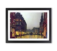 Boar Lane Leeds By Lamplight Vol.2 By John Atkinson Grimshaw Classic Painting Framed Print | A2 Black Framed Wall Art | Ready to Hang | Classic Historical Picture | Living Room Bedroom Lounge Office