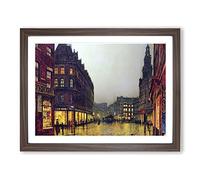 Boar Lane Leeds By Lamplight Vol.2 By John Atkinson Grimshaw Classic Painting Framed Print | A2 Walnut Framed Wall Art | Ready to Hang | Classic Historical Picture | Living Room Bedroom Lounge Office