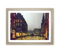 Boar Lane Leeds By Lamplight Vol.2 By John Atkinson Grimshaw Classic Painting Framed Print | A3 Oak Framed Wall Art | Ready to Hang | Classic Historical Picture | Living Room Bedroom Lounge Office