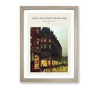Boar Lane Leeds By Lamplight Vol.2 By John Atkinson Grimshaw Exhibition Museum Painting Framed Print | A2 Oak Framed Wall Art | Ready to Hang | Modern Historical Picture | Living Room Lounge Office