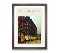 Boar Lane Leeds By Lamplight Vol.2 By John Atkinson Grimshaw Exhibition Museum Painting Framed Wall Art Print, Ready to Hang Picture for Living Room Bedroom Home Office Décor, Walnut A4 (34 x 25 cm)