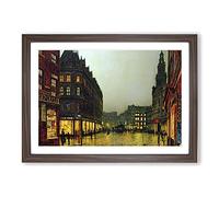 Boar Lane Leeds by Lamplight Vol.2 by John Atkinson Grimshaw Framed Print | A2 Walnut Framed Wall Art | Ready to Hang | Modern Nature Picture | Living Room Bedroom Lounge Office