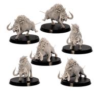 Boar Miniatures Set - 6 Wild Beast Figures for Tabletop RPGs | 28mm-32mm Scale Fantasy Models | DnD, Pathfinder, Wargames | Epic Miniatures Licensed | Resin Unpainted Figures Collectors & Gamers