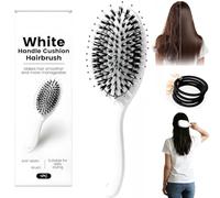 BoarBristle Brush with Nylon Bristles and Massaging Tips,ViralWorld-Famous 5x Sold-Out PaddleBrush,White Handle Cushion Hair Brush,Smoother,Stronger,Shinier Hair,Relax Your Head (1 Pcs)