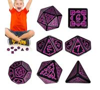 Board Game Dice | 7 Pieces Role Play Dice - Vibrant Colours with Magnetic Storage Box for Players