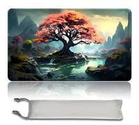 Board Game MTG Playmat + Free Waterproof Bag, Stitched Edges, Smooth Rubber Surface, MTG PlayMat with Zones (An Original Angel of Flight Alabaster Playmat) (pink tree - NO ZONE)