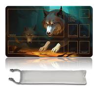 Board Game MTG Playmat + Free Waterproof Bag, Stitched Edges, Smooth Rubber Surface, MTG PlayMat with Zones (An Original Angel of Flight Alabaster Playmat) (FEROCIOUS PUP)