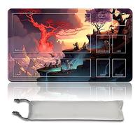 Board Game MTG Playmat + Free Waterproof Bag, Stitched Edges, Smooth Rubber Surface, MTG PlayMat with Zones (An Original ANCESTRAL MASK Playmat) (pink tree)
