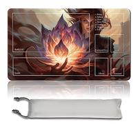 Board Game MTG Playmat + Free Waterproof Bag, Stitched Edges, Smooth Rubber Surface, MTG PlayMat with Zones (An Original Angel of Flight Alabaster Playmat) (Black Lotus and Chandra)