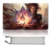 Board Game MTG Playmat + Free Waterproof Bag, Stitched Edges, Smooth Rubber Surface, MTG PlayMat with Zones (An Original Angel of Flight Alabaster Playmat) (Black Lotus and Chandra - NO ZONE)