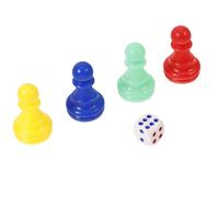 Board Game Pieces Set 40pcs Plastic Pawns and Dice for Traditional Board Games Including Ludo Snakes and Ladders for Family and Travel