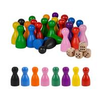 Board Game Set with Dice and Pawns, 80 Pcs Wooden Pawns Board Game Pieces Multicolor Pawns Board Game Pawns, Ultimate Game for Family Fun, Dice Ideal for Tabletop Markers Chess Pieces Flight Chess