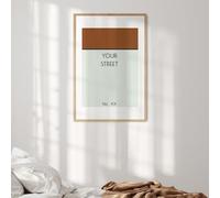 Board Game Street Personalised Wall Art, Custom Street Name & Number, 8 Colour Options, Fun Property Style Print, Kids Bedroom or Home Decor Poster