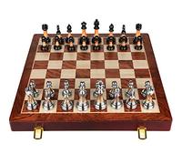 Board Games Chess Set Large 45cm Folding Wooden Board with Deluxe Weighted Acrylic Chess Pieces with Storage Slots for Adults Chess Sets