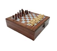 board games Folding Box 4 In 1 Chess Set Portable Travel Board Games Poker Dice Set for Parties Offices New Year Gifts magnetic(Brown)