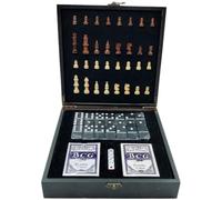 board games Folding Portable Chess Set Wooden Chess Include Poker Card Dice Set, for Family Party Board Games Offices magnetic