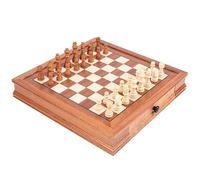 Board Games Magnetic Chess Checkers Board Sets with 2 Built-in Storage Drawers Classic 2 in 1 Wooden Games for Kids and Adults Chess Sets